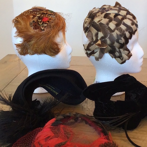 Vintage Fascinators feathered hats- lot of 5 main image 8